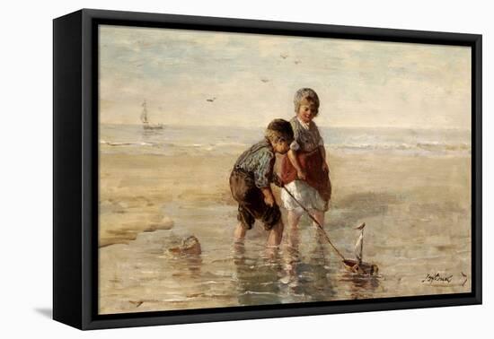 Children Playing by the Seaside-Jozef Israels-Framed Stretched Canvas