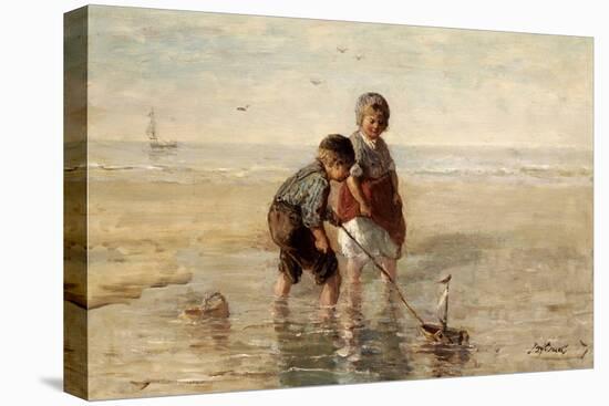 Children Playing by the Seaside-Jozef Israels-Stretched Canvas