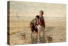 Children Playing by the Seaside-Jozef Israels-Stretched Canvas