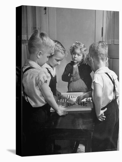 Children Playing Chinese Checkers-John Florea-Stretched Canvas