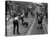 Children Playing Cricket in the Back Streets of Newcastle, 1962-null-Stretched Canvas