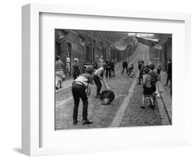 Children Playing Cricket in the Back Streets of Newcastle, 1962-null-Framed Photographic Print