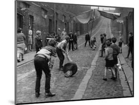 Children Playing Cricket in the Back Streets of Newcastle, 1962-null-Mounted Photographic Print