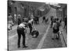 Children Playing Cricket in the Back Streets of Newcastle, 1962-null-Stretched Canvas