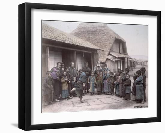 Children Playing Hopscotch in a Japanese Village, C.1900-null-Framed Giclee Print