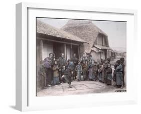 Children Playing Hopscotch in a Japanese Village, C.1900-null-Framed Giclee Print