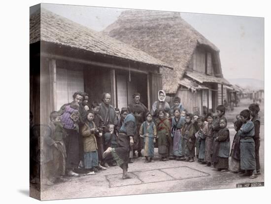 Children Playing Hopscotch in a Japanese Village, C.1900-null-Stretched Canvas