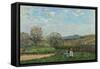 Children Playing in a Field-Alfred Sisley-Framed Stretched Canvas