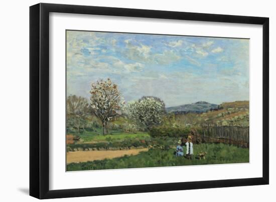 Children Playing in a Field-Alfred Sisley-Framed Giclee Print