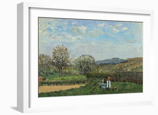 Children Playing in a Field-Alfred Sisley-Framed Giclee Print