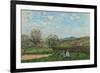 Children Playing in a Field-Alfred Sisley-Framed Giclee Print