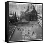 Children Playing in a Playground in Sheffield-Henry Grant-Framed Stretched Canvas