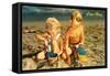 Children Playing in Sand, Cape May, New Jersey-null-Framed Stretched Canvas