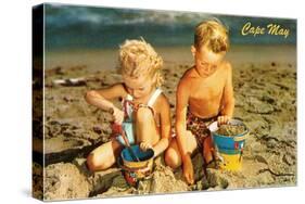 Children Playing in Sand, Cape May, New Jersey-null-Stretched Canvas