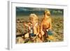 Children Playing in Sand, Cape May, New Jersey-null-Framed Art Print