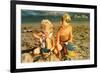 Children Playing in Sand, Cape May, New Jersey-null-Framed Premium Giclee Print