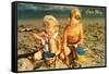 Children Playing in Sand, Cape May, New Jersey-null-Framed Stretched Canvas