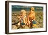 Children Playing in Sand, Cape May, New Jersey-null-Framed Art Print