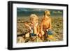 Children Playing in Sand, Cape May, New Jersey-null-Framed Art Print