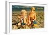 Children Playing in Sand, Cape May, New Jersey-null-Framed Art Print