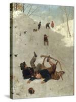 Children Playing in the Snow-Carl Kronberger-Stretched Canvas