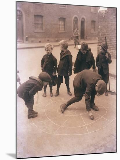 Children Playing in the Streets of London-null-Mounted Photographic Print