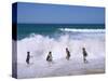 Children Playing in the Surf, Near Gosford, New South Wales, Australia-Ken Wilson-Stretched Canvas