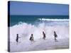 Children Playing in the Surf, Near Gosford, New South Wales, Australia-Ken Wilson-Stretched Canvas