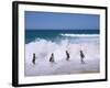 Children Playing in the Surf, Near Gosford, New South Wales, Australia-Ken Wilson-Framed Photographic Print