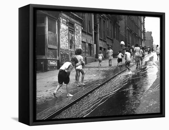 Children Playing on 103rd Street in Puerto Rican Community in Harlem-Ralph Morse-Framed Stretched Canvas