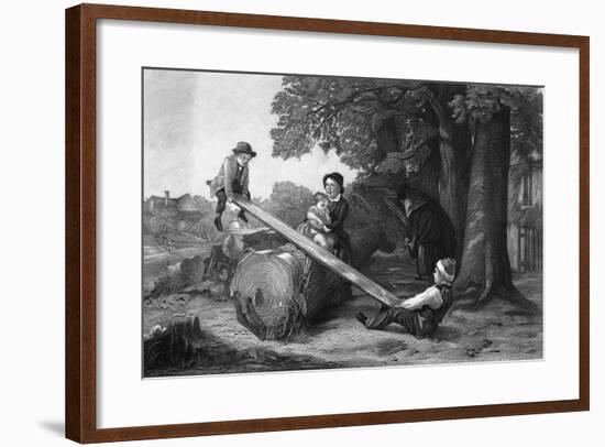 Children Playing on See-Saw-null-Framed Giclee Print