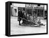 Children Playing on Sleigh in Seward, Alaska Photograph - Seward, AK-Lantern Press-Framed Stretched Canvas