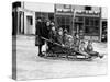 Children Playing on Sleigh in Seward, Alaska Photograph - Seward, AK-Lantern Press-Stretched Canvas