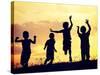 Children Playing on Summer Sunset Meadow-zurijeta-Stretched Canvas