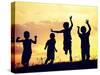 Children Playing on Summer Sunset Meadow-zurijeta-Stretched Canvas