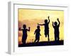 Children Playing on Summer Sunset Meadow-zurijeta-Framed Photographic Print