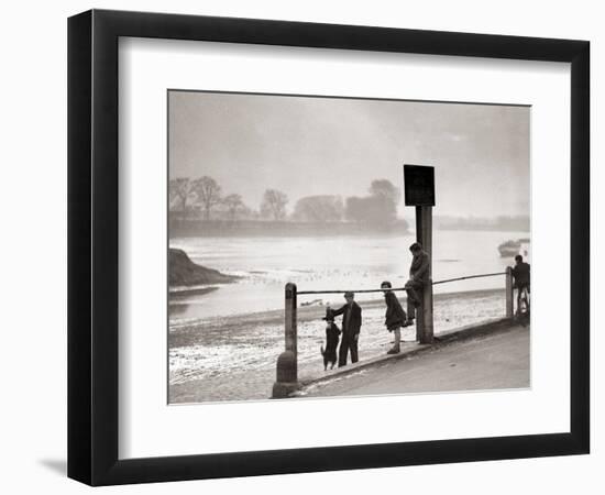 Children Playing on the Banks of the River Thames, Chiswick, London-null-Framed Photographic Print