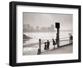 Children Playing on the Banks of the River Thames, Chiswick, London-null-Framed Photographic Print