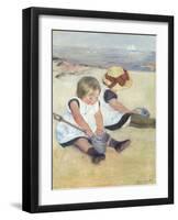 Children Playing on the Beach, 1884-Mary Stevenson Cassatt-Framed Premium Giclee Print