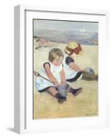 Children Playing on the Beach, 1884-Mary Stevenson Cassatt-Framed Premium Giclee Print