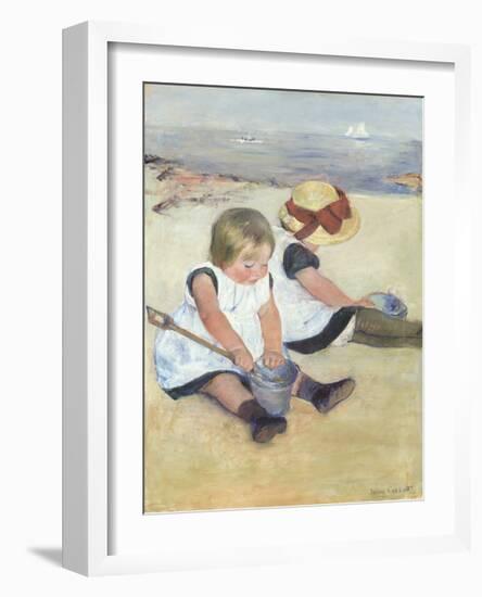 Children Playing on the Beach, 1884-Mary Stevenson Cassatt-Framed Premium Giclee Print