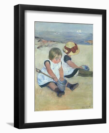 Children Playing on the Beach, by Mary Cassatt, 1884, American painting,-Mary Cassatt-Framed Art Print