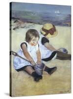 Children Playing on the Beach-Mary Cassatt-Stretched Canvas