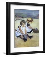 Children Playing on the Beach-Mary Cassatt-Framed Art Print