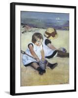 Children Playing on the Beach-Mary Cassatt-Framed Art Print