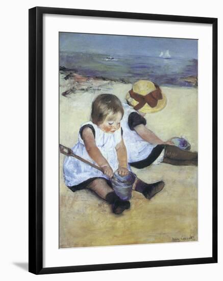 Children Playing on the Beach-Mary Cassatt-Framed Art Print