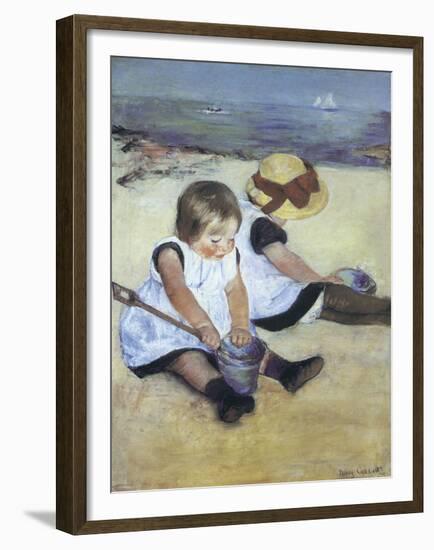 Children Playing on the Beach-Mary Cassatt-Framed Art Print