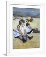 Children Playing on the Beach-Mary Cassatt-Framed Art Print