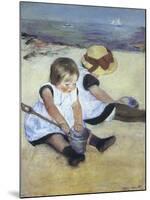 Children Playing on the Beach-Mary Cassatt-Mounted Art Print