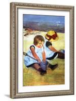 Children Playing on the Beach-Mary Cassatt-Framed Art Print